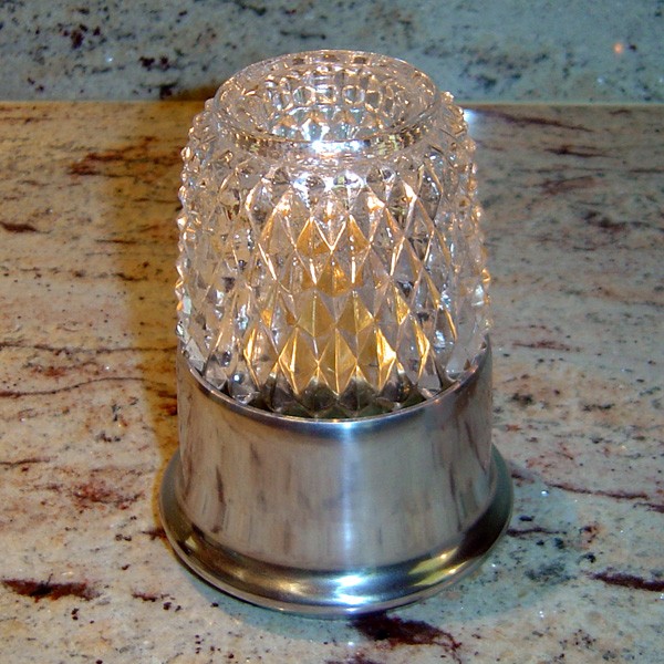 Dazzle Candle Lamp Clear Glass with Satin Silver Base