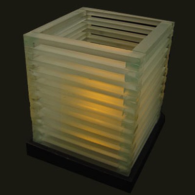 Frosted glass louvre candle lamp
