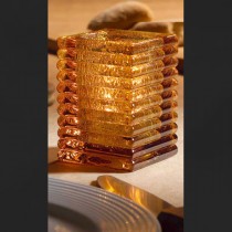 Glass mini block candle lamp amber