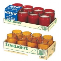 Bolsius "Starlights" Wax Filled Glass Jars - Red or Amber