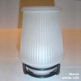 Satin-frosted Glass Danbury Candle Lamp with Black Ring base