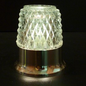Dazzle Candle Lamp Clear Glass with Metallic Silver Base