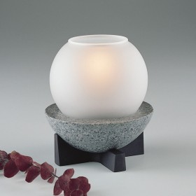 Glass Globe candle lamp with 'Granite' base - Satin or Clear Ice