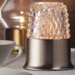 Dazzle Candle Lamp Clear Glass with Satin Pewter USA Base