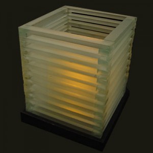 Frosted glass louvre candle lamp