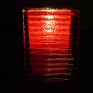 Glass mini block candle lamp red
