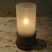 Frosted Glass Cylinder Candle Lamp & Brass Base