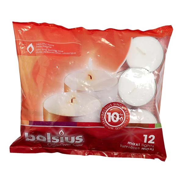 Bolsius Maxi Tea light 8 hour (12 Pack) 16 x 60mm
