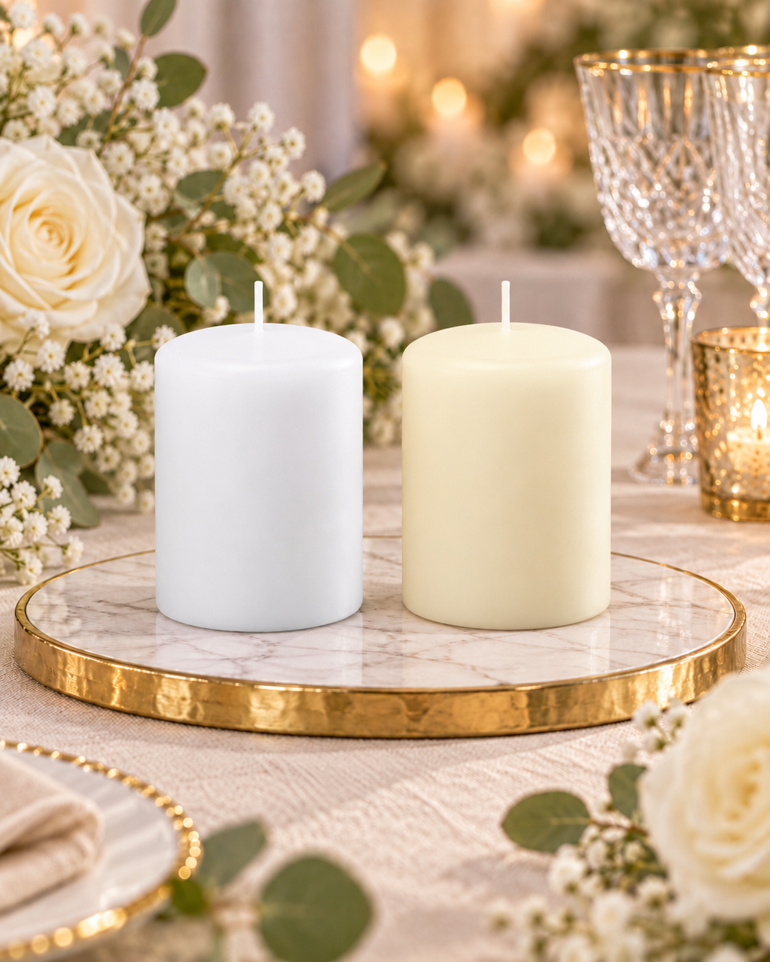Cool Candles - Pillar 100 x 75mm - White & Ivory