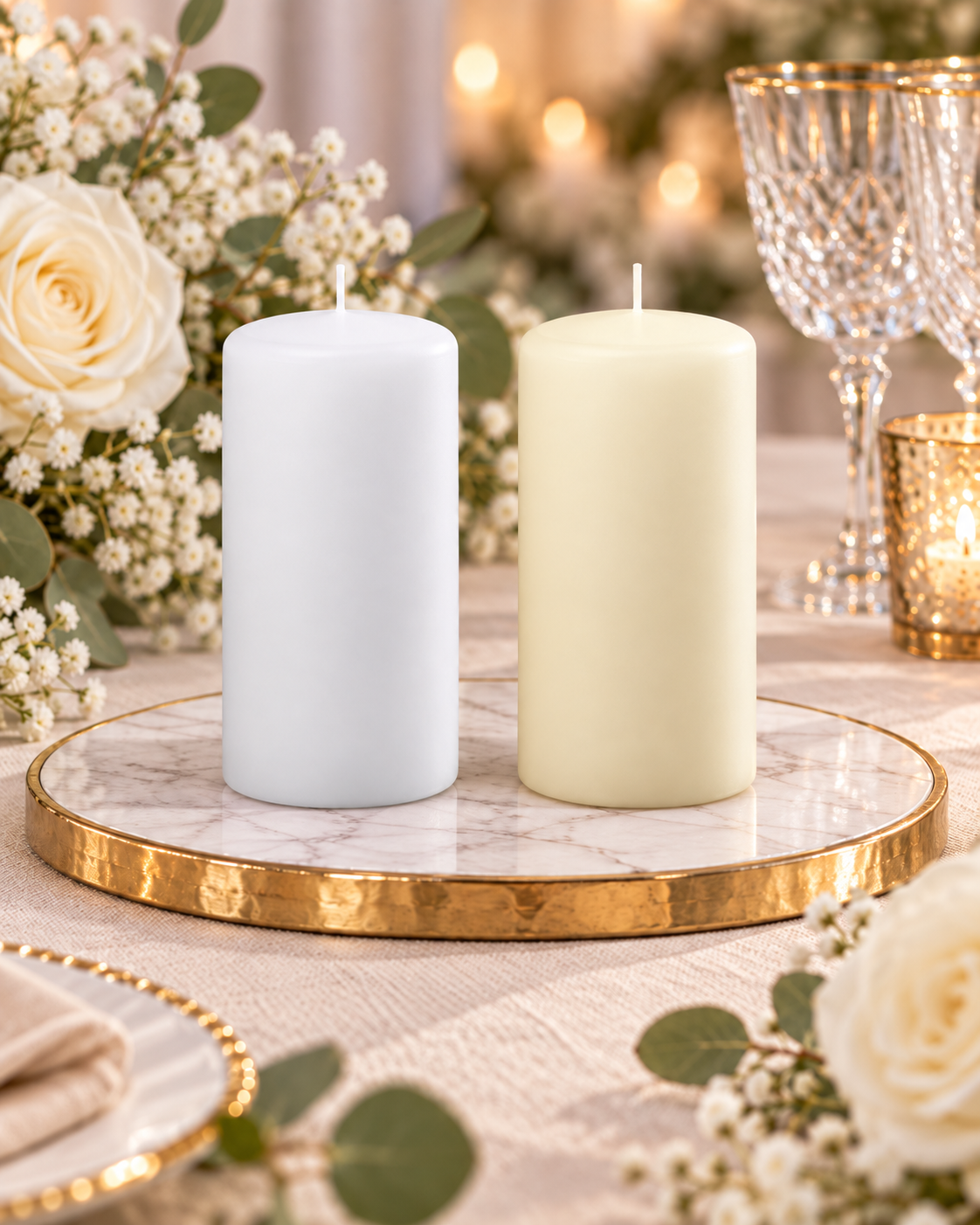 Cool Candles - Pillar - 140mm x 75mm - White & Ivory