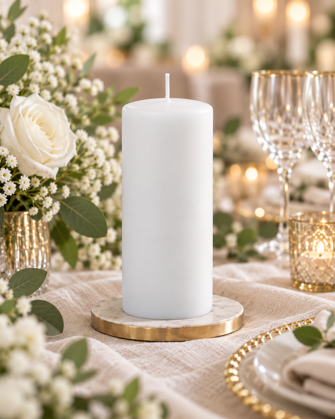 Cool Candles - Pillar - 140mm x 75mm - White & Ivory - Image 2