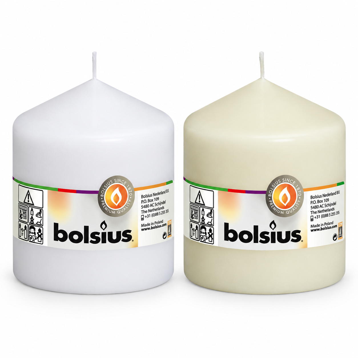 Bolsius - Euro Classic Pillar Candle 100 x 98mm - White or Ivory