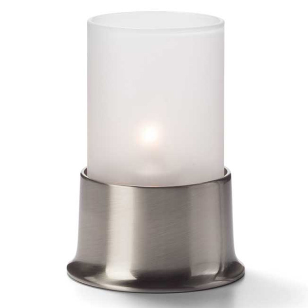 Frosted Glass Cylinder Candle Lamp with Luxury Pewter Base