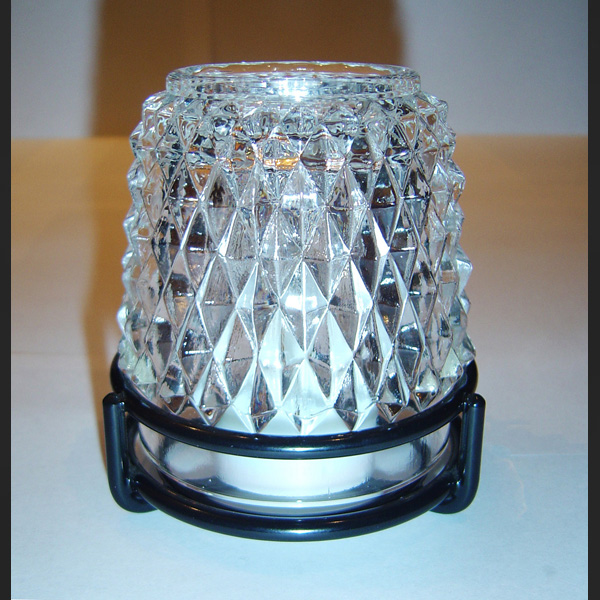 Dazzle Candle Lamp Clear Glass Black Ring Base