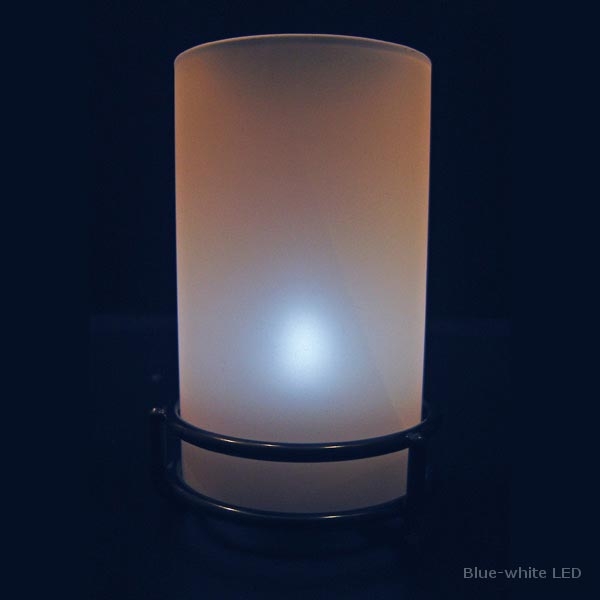Frosted White Glass Cylinder Candle Lamp with Black Ring Base