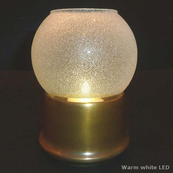Globe Candle Lamp "Clear Ice" with Antique Brass Base