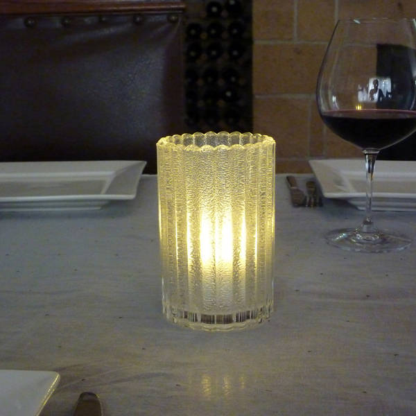 Deco Style Solid Glass Mini Cylinder Candle Lamp (Vertical Rib) - Image 3