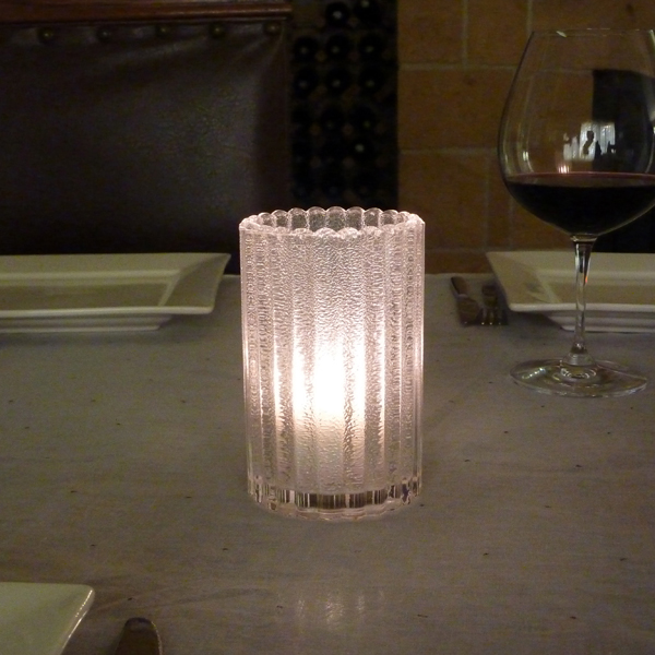 Deco Style Solid Glass Mini Cylinder Candle Lamp (Vertical Rib)