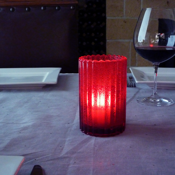 Deco Style Solid Glass Mini Cylinder Candle Lamp (Vertical Rib) - Image 2